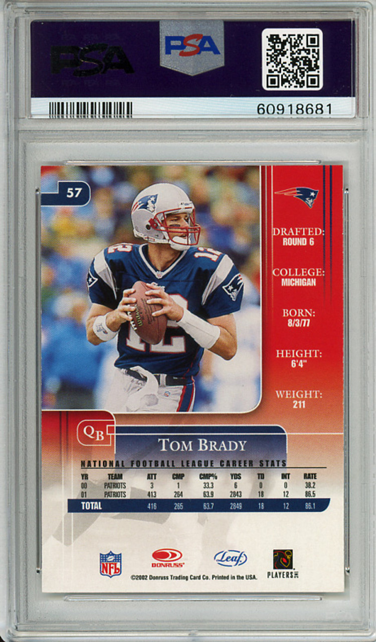 Tom Brady 2002 Leaf Rookies & Stars #57 PSA 9 Mint (#60918681)