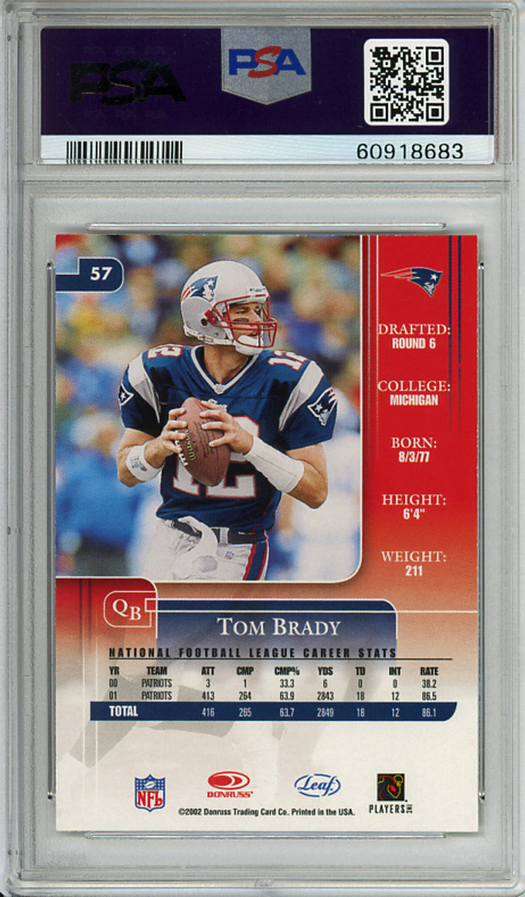 Tom Brady 2002 Leaf Rookies & Stars #57 PSA 9 Mint (#60918683)