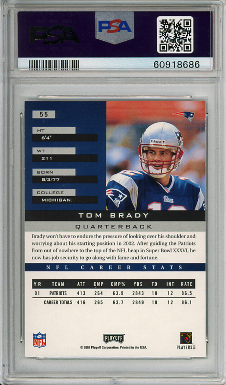 Tom Brady 2002 Playoff Honors #55 PSA 8 Near Mint-Mint (#60918686)