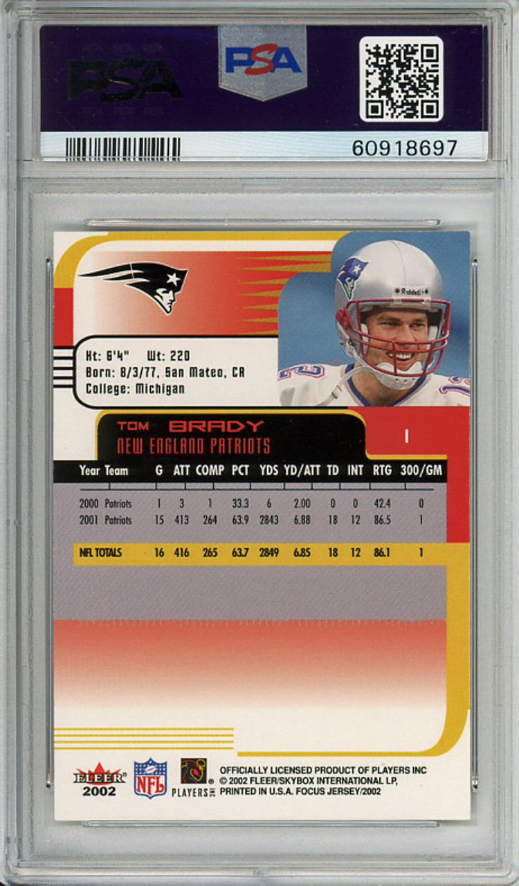 Tom Brady 2002 Focus JE #1 PSA 9 Mint (#60918697)