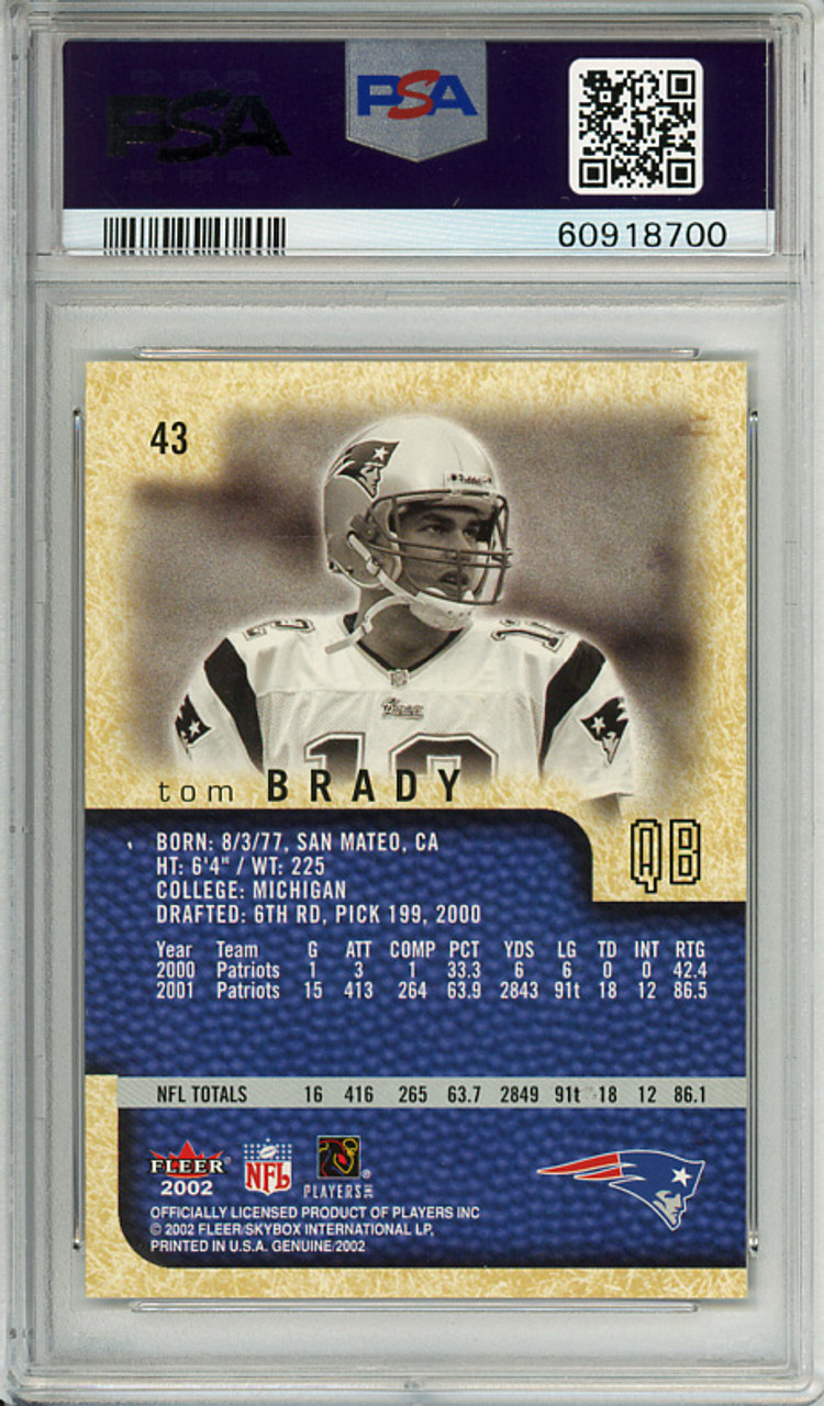 Tom Brady 2002 Genuine #43 PSA 9 Mint (#60918700)
