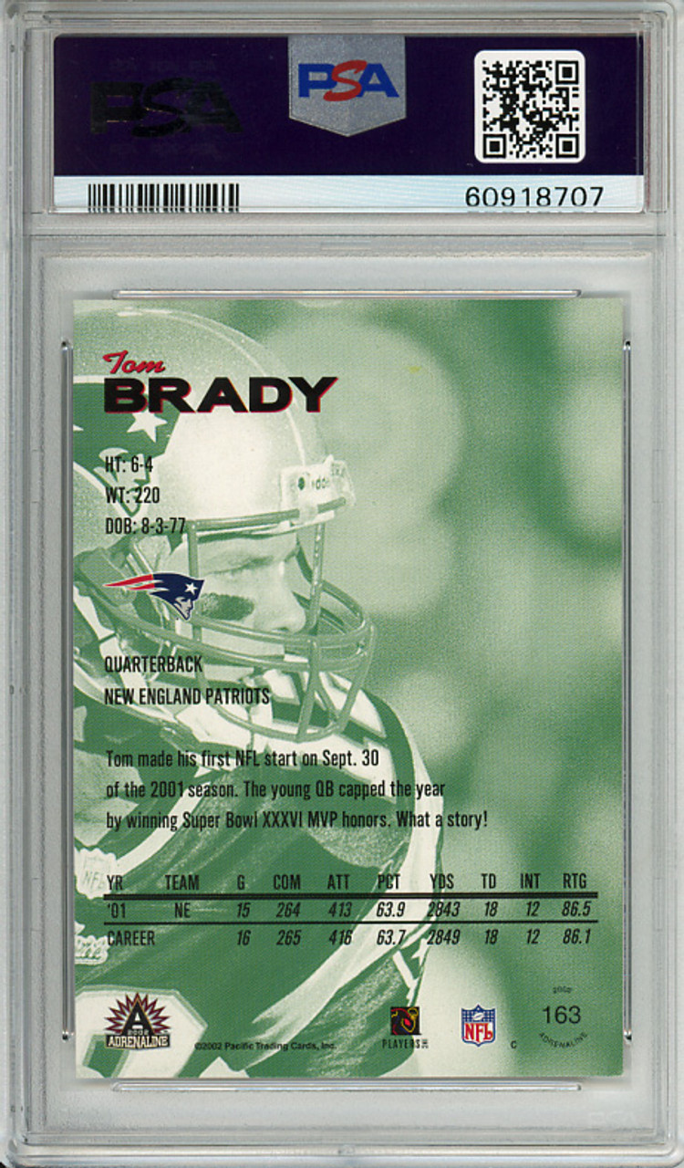 Tom Brady 2002 Pacific Adrenaline #163 PSA 9 Mint (#60918707)