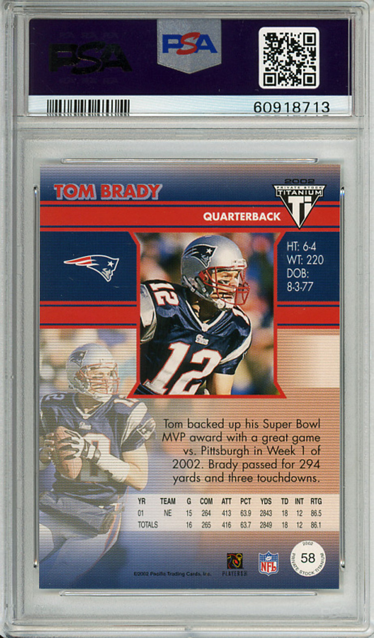 Tom Brady 2002 Private Stock Titanium #58 PSA 9 Mint (#60918713)