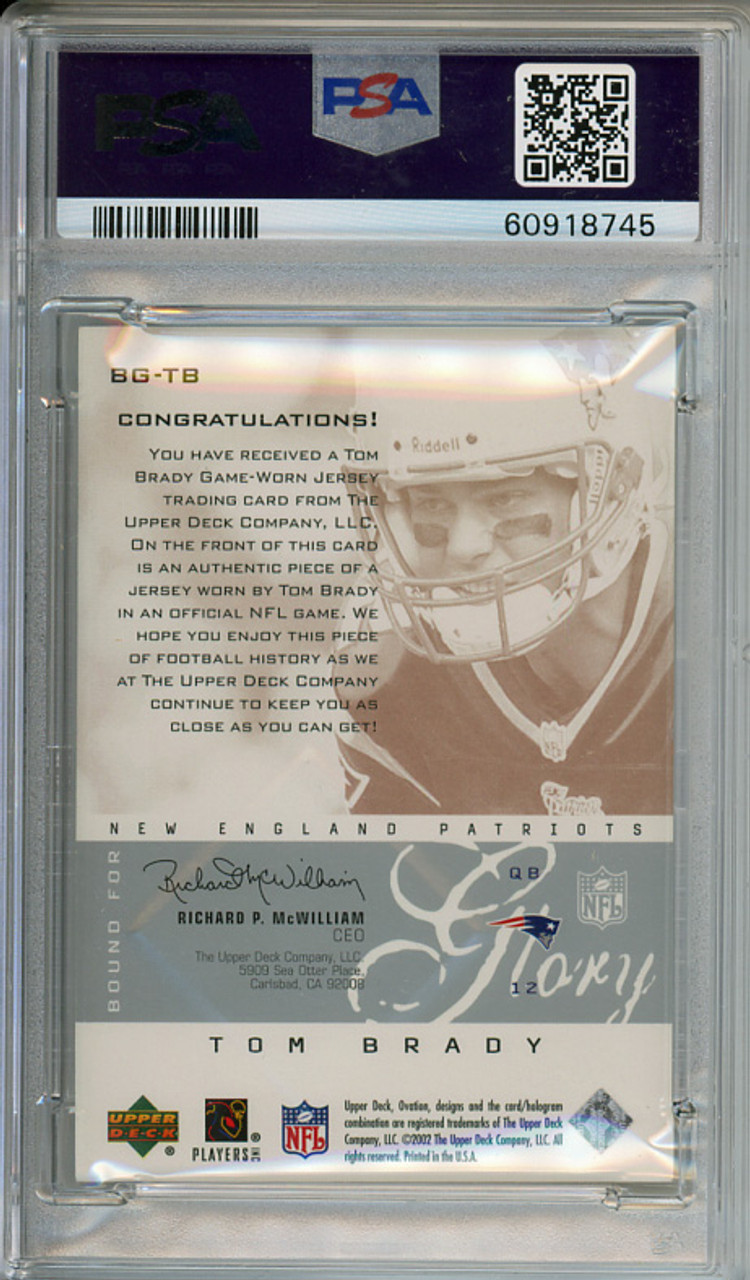 Tom Brady 2002 Ovation, Bound for Glory Jerseys #BG-TB PSA 7 Near Mint (#60918745)