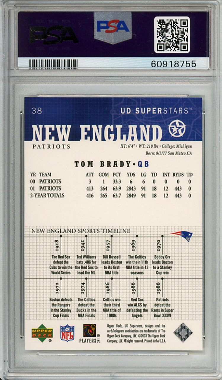 Tom Brady 2002-03 SuperStars #38 PSA 9 Mint (#60918755)