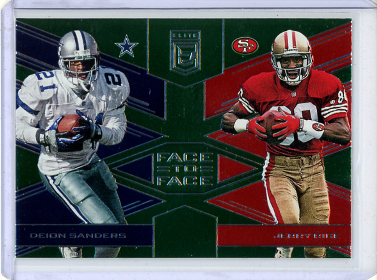 Deion Sanders, Jerry Rice 2017 Donruss Elite, Face to Face #7 Green