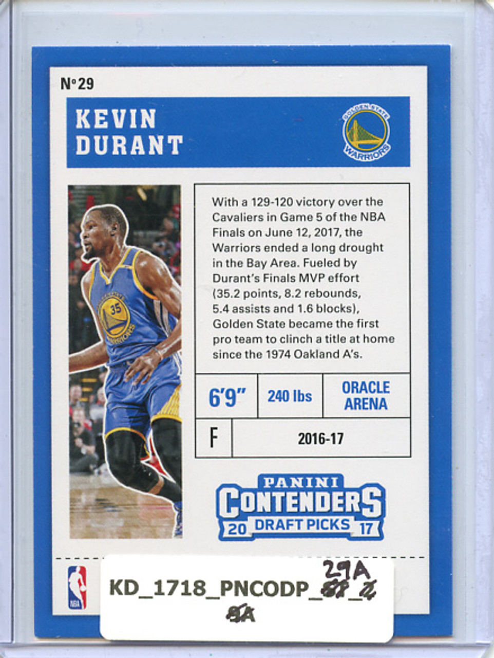 Kevin Durant 2017-18 Contenders Draft Picks #29A
