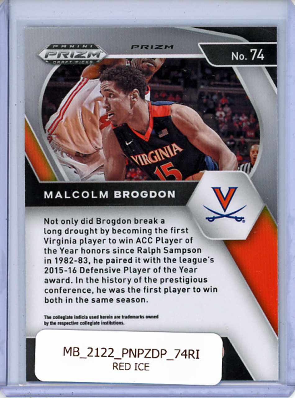 Malcolm Brogdon 2021-22 Prizm Draft Picks #74 Red Ice