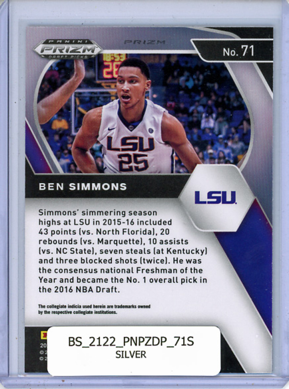 Ben Simmons 2021-22 Prizm Draft Picks #71 Silver