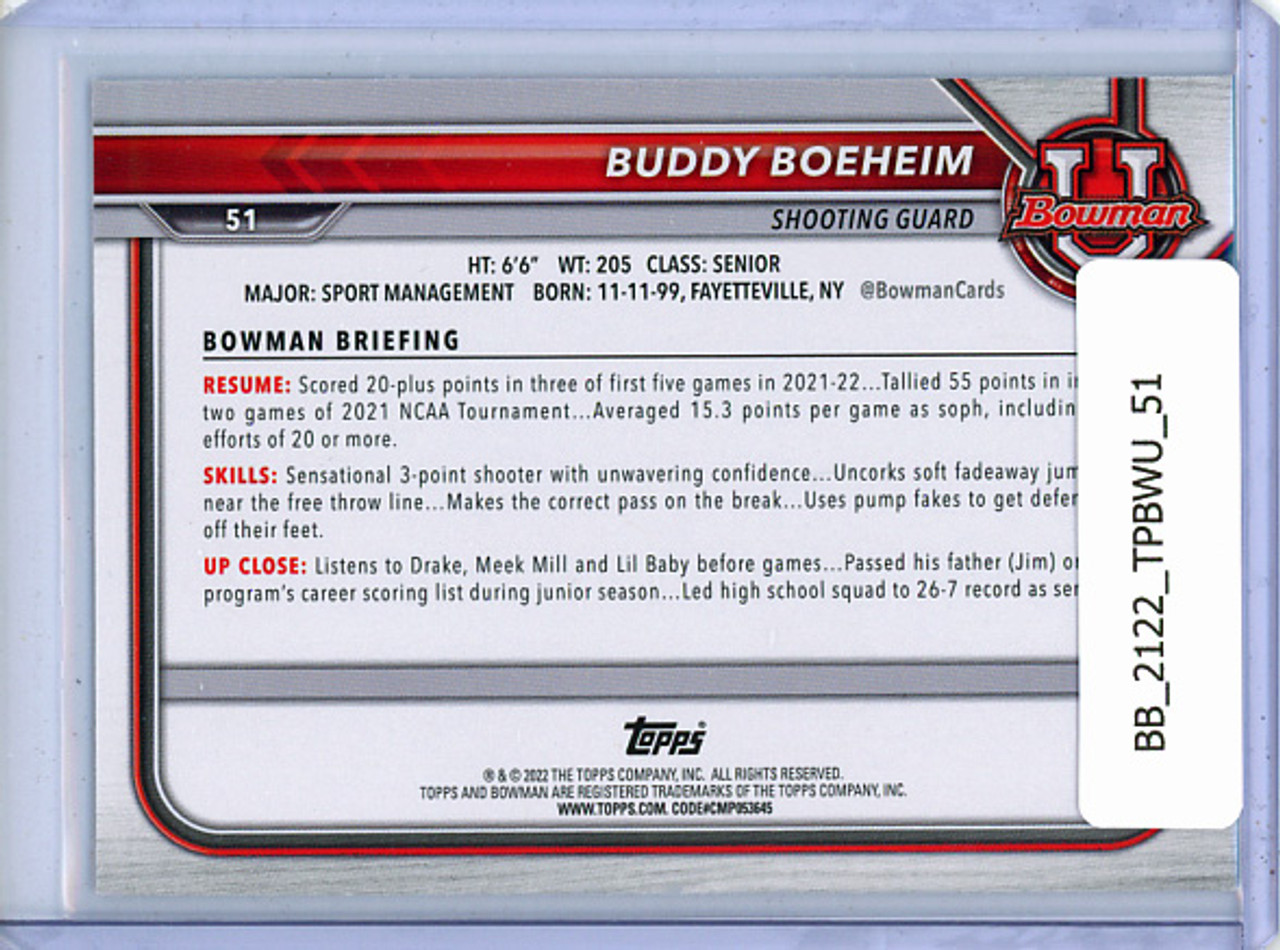 Buddy Boeheim 2021-22 Bowman University #51
