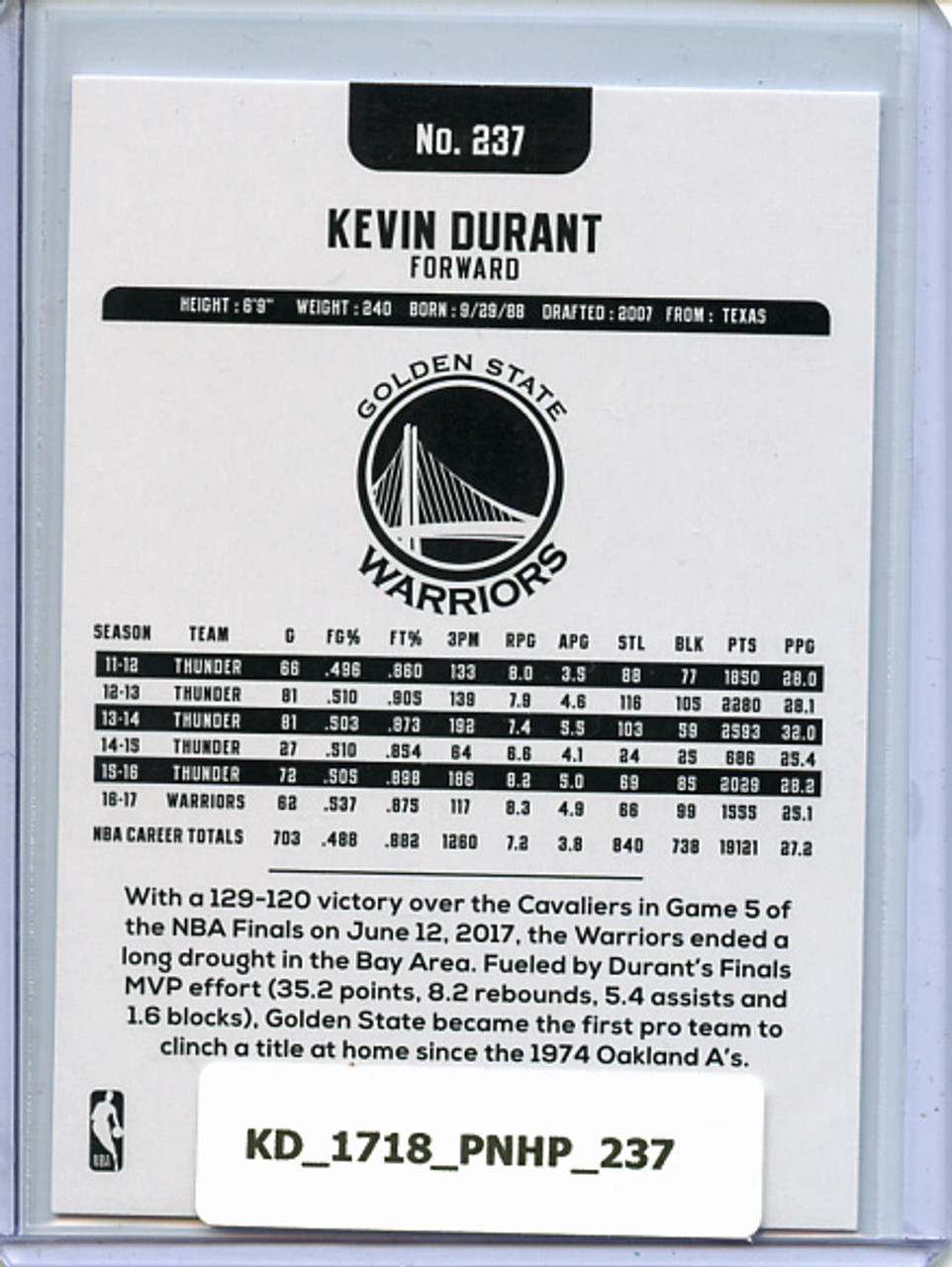 Kevin Durant 2017-18 Hoops #237