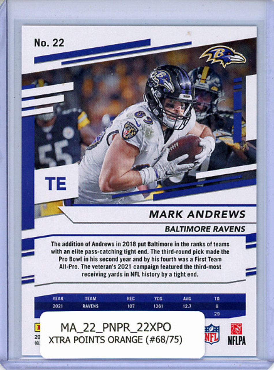 Mark Andrews 2022 Prestige #22 Xtra Points Orange (#68/75)