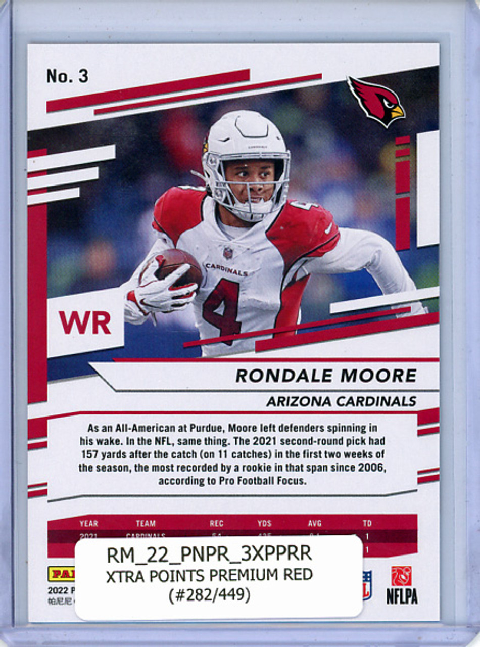 Rondale Moore 2022 Prestige #3 Xtra Points Premium Red (#282/449)