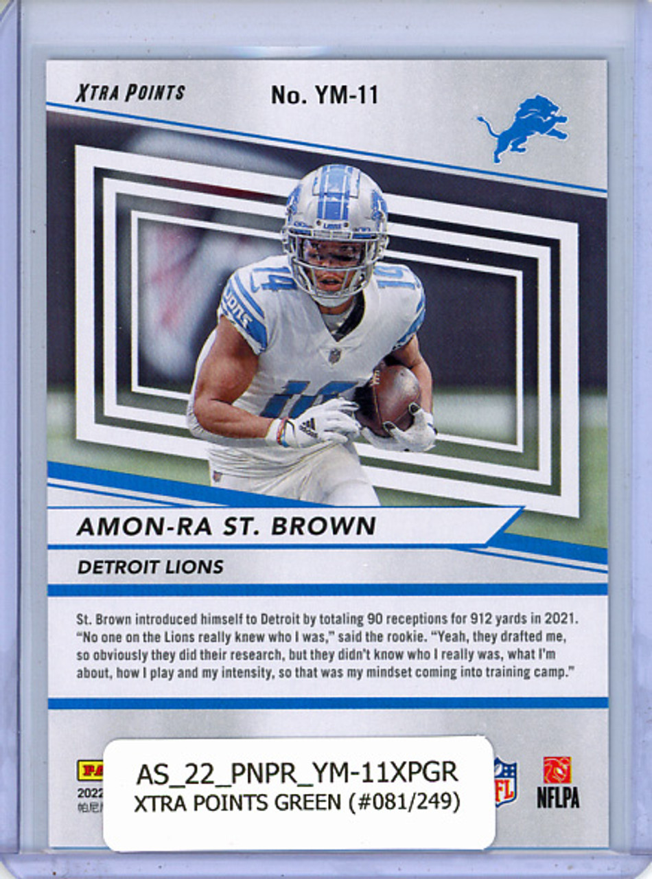 Amon-Ra St. Brown 2022 Prestige, Youth Movement #YM-11 Xtra Points Green (#081/249)