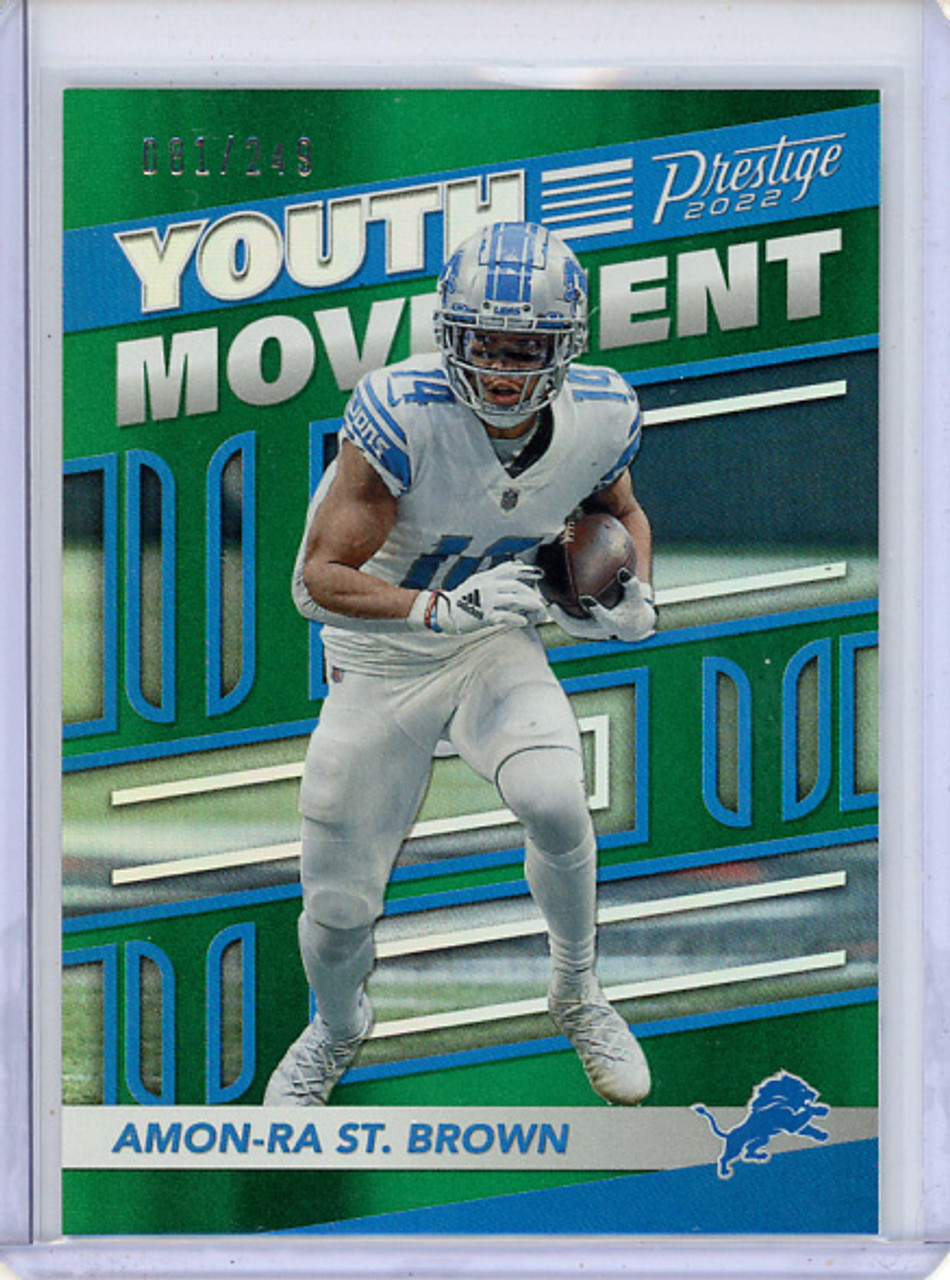 Amon-Ra St. Brown 2022 Prestige, Youth Movement #YM-11 Xtra Points Green (#081/249)