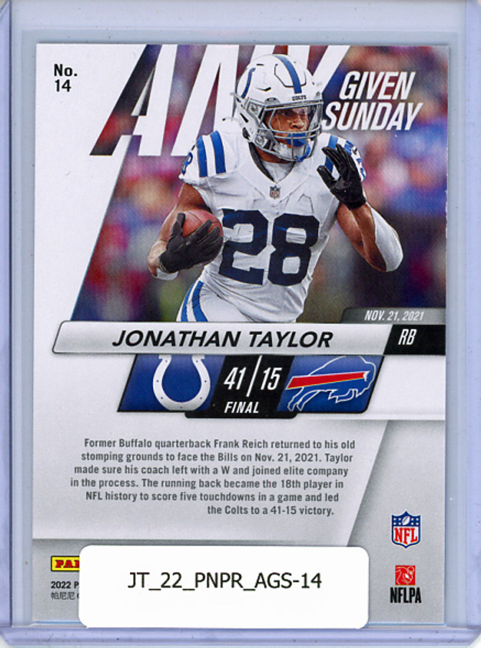 Jonathan Taylor 2022 Prestige, Any Given Sunday #14