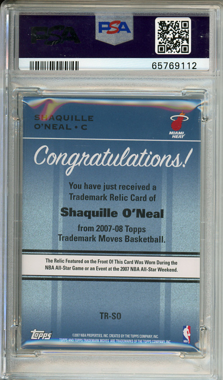 Shaquille O'Neal 2007-08 Trademark Moves, Relics #TR-SO Red (#15/50) PSA 8 Near Mint-Mint (#65769112)