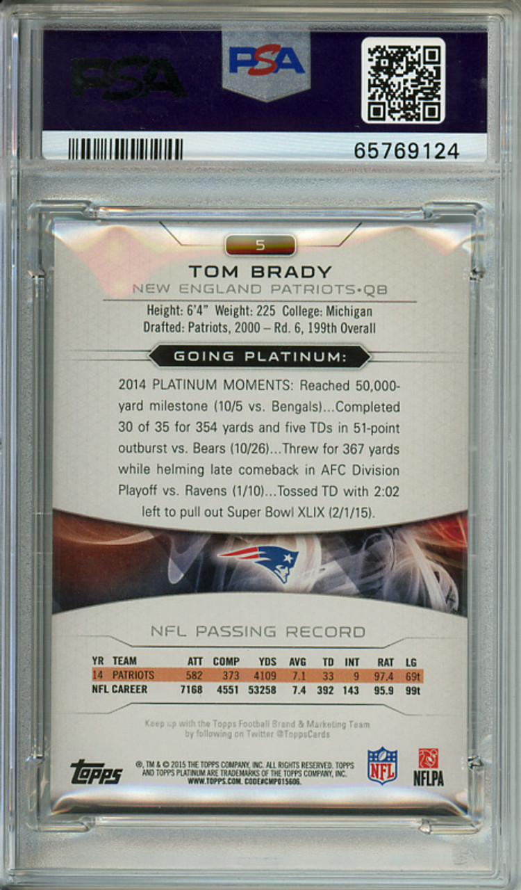 Tom Brady 2015 Platinum #5 Gold PSA 9 Mint (#65769124)