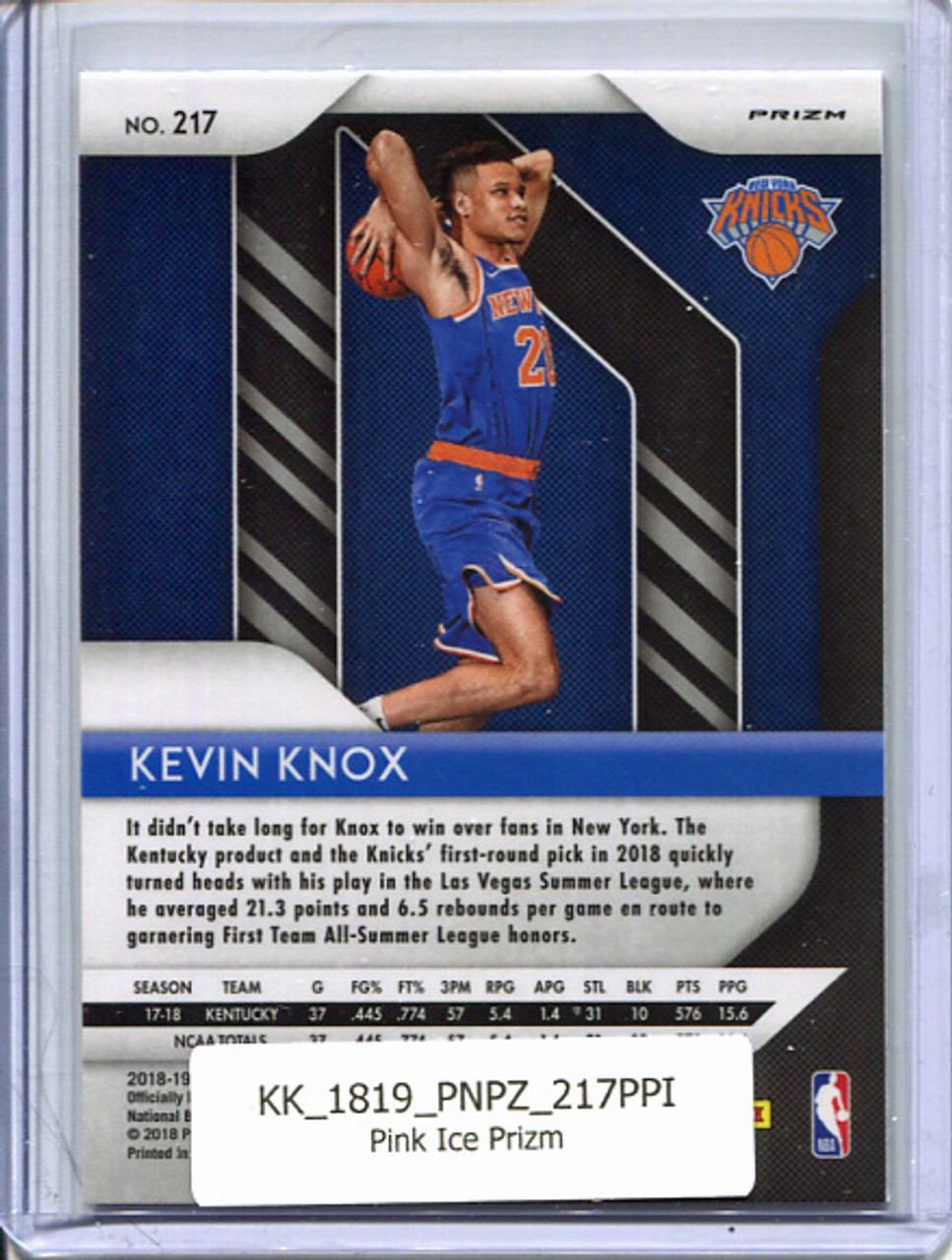 Kevin Knox 2018-19 Prizm #217 Pink Ice