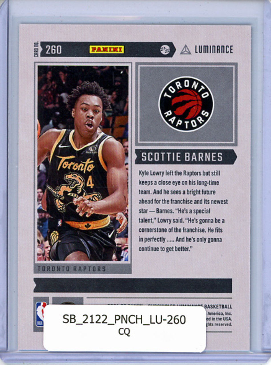 Scottie Barnes 2021-22 Chronicles, Luminance #260 (CQ)