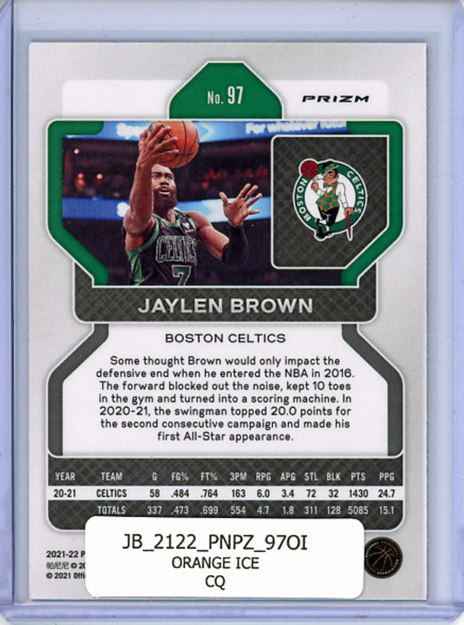 Jaylen Brown 2021-22 Prizm #97 Orange Ice (CQ)