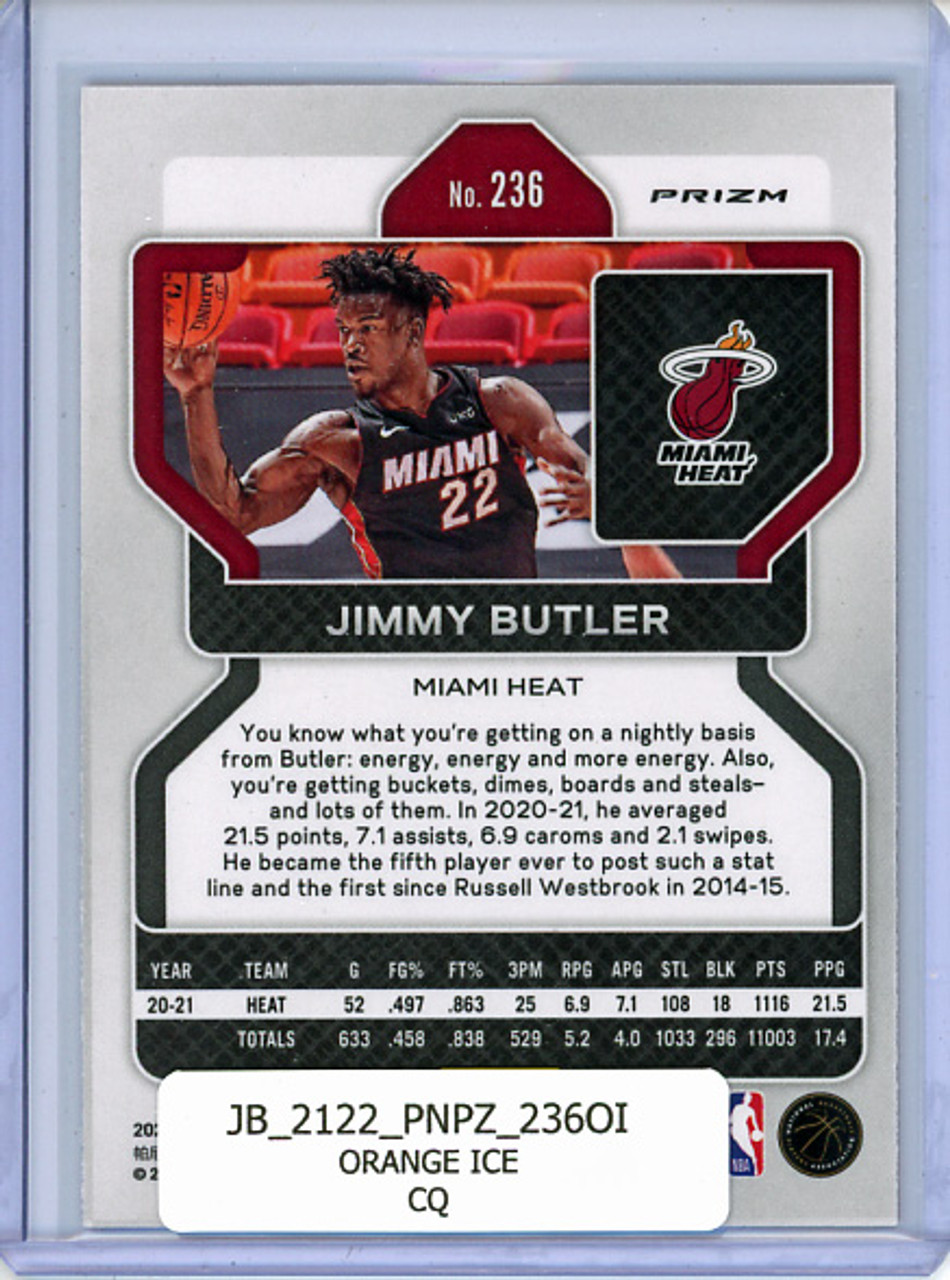 Jimmy Butler 2021-22 Prizm #236 Orange Ice (CQ)