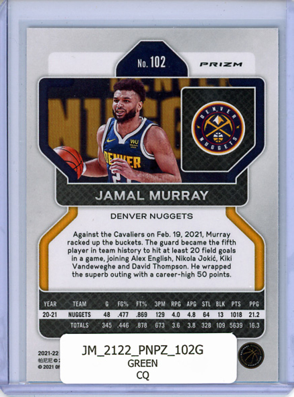 Jamal Murray 2021-22 Prizm #102 Green (CQ)