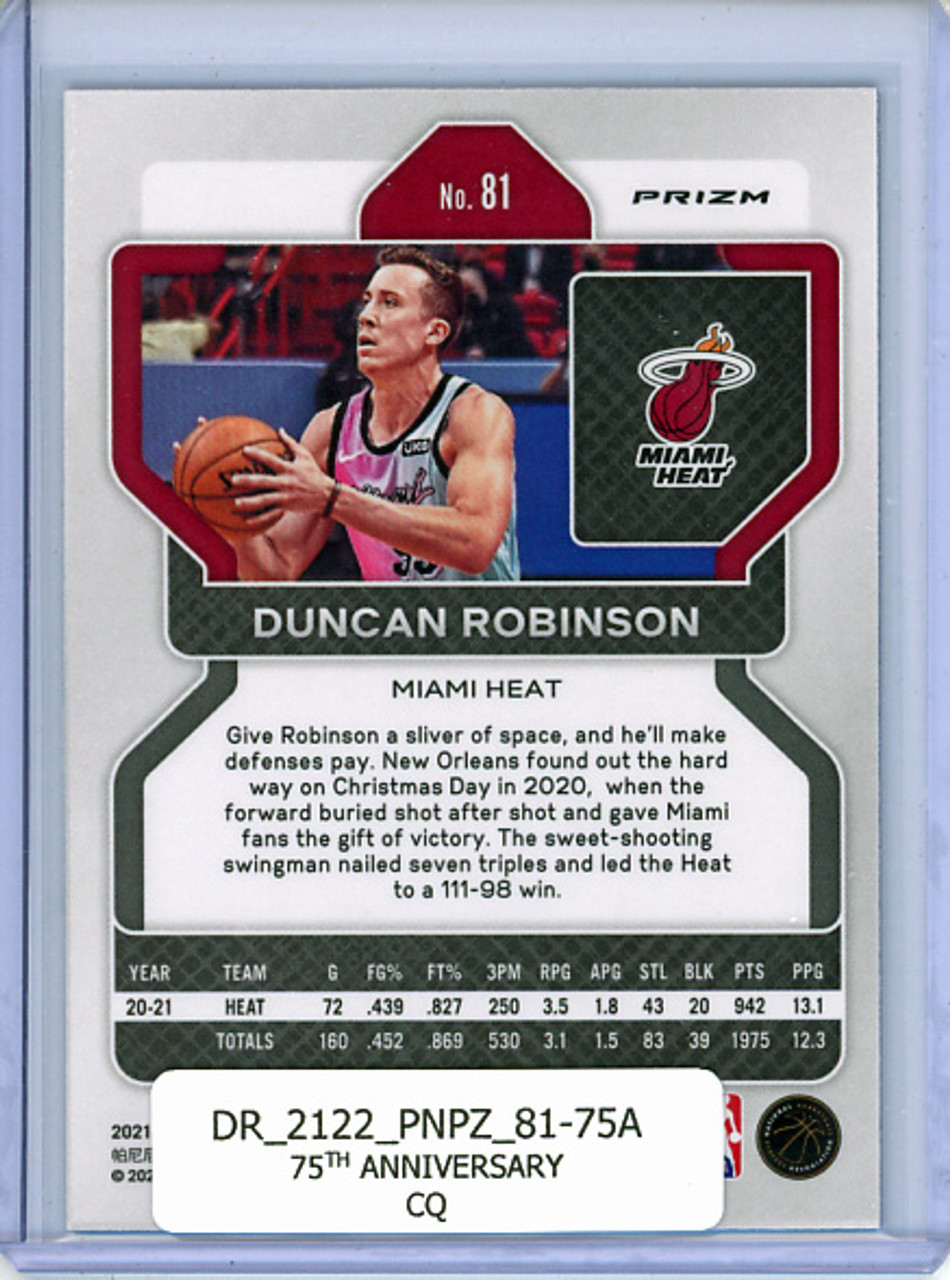 Duncan Robinson 2021-22 Prizm #81 75th Anniversary (CQ)