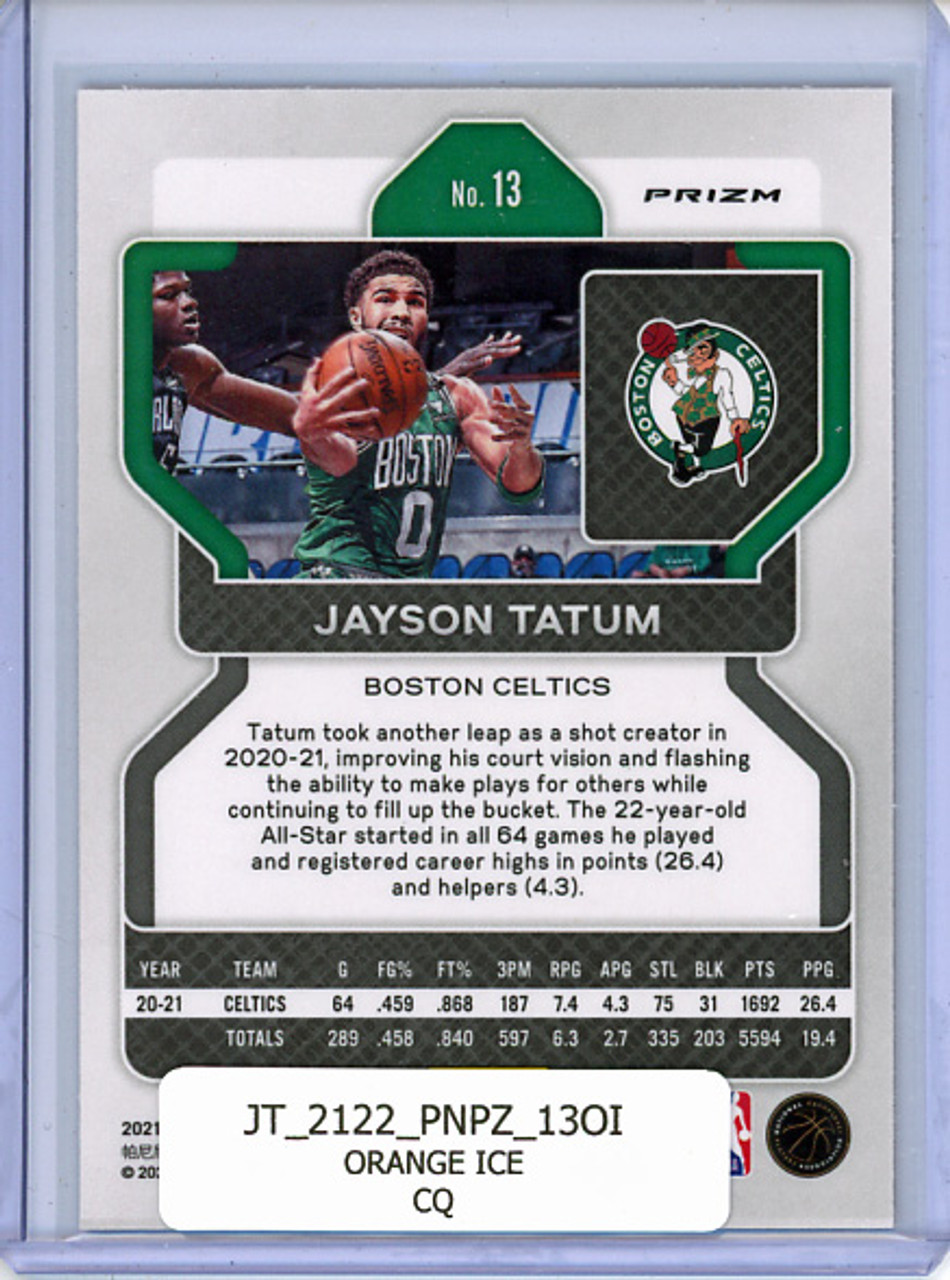 Jayson Tatum 2021-22 Prizm #13 Orange Ice (CQ)