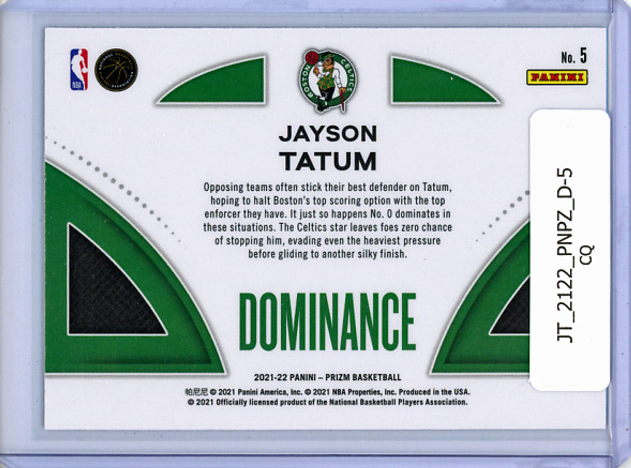 Jayson Tatum 2021-22 Prizm, Dominance #5 (CQ)