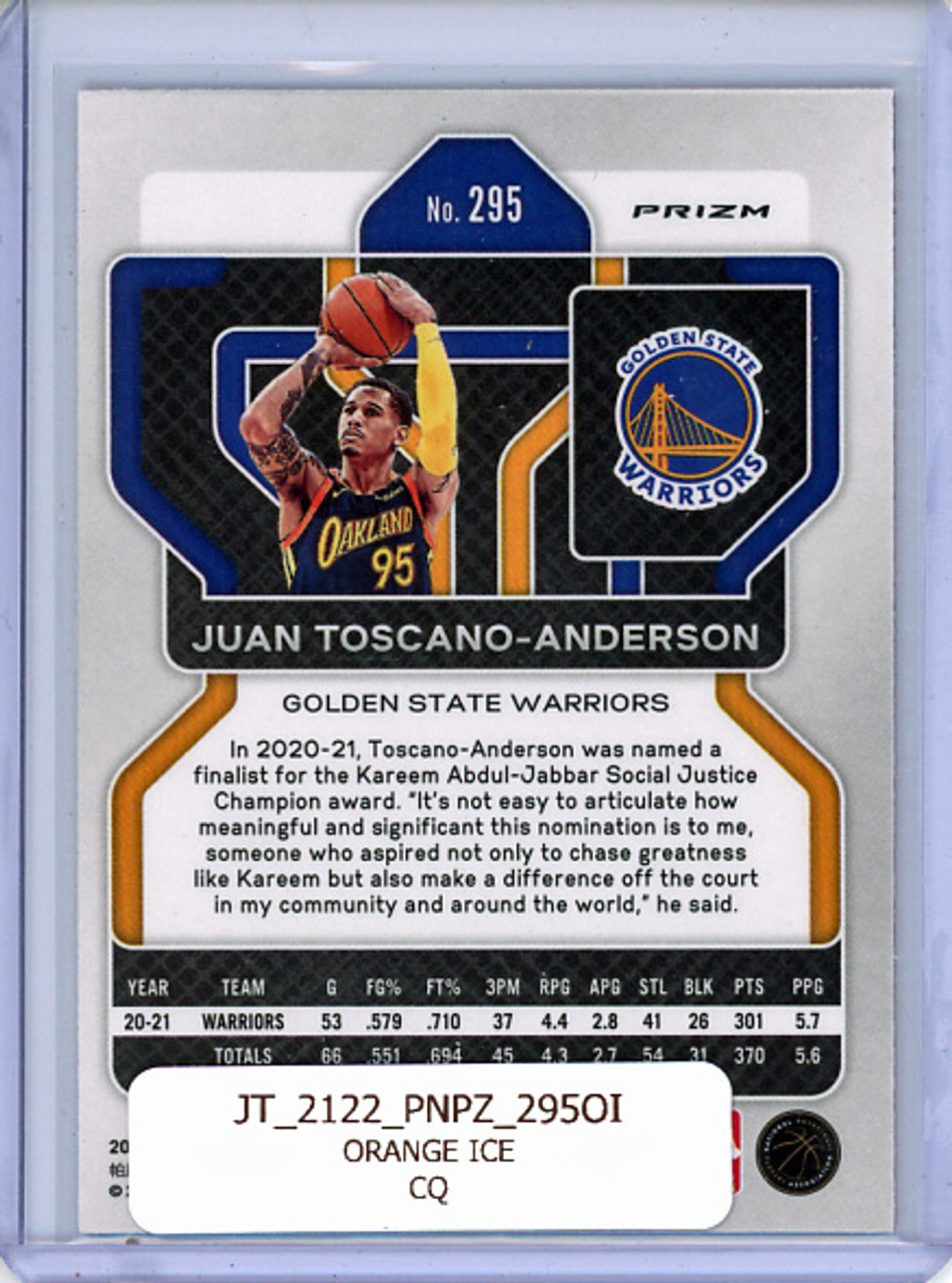 Juan Toscano-Anderson 2021-22 Prizm #295 Orange Ice (CQ)