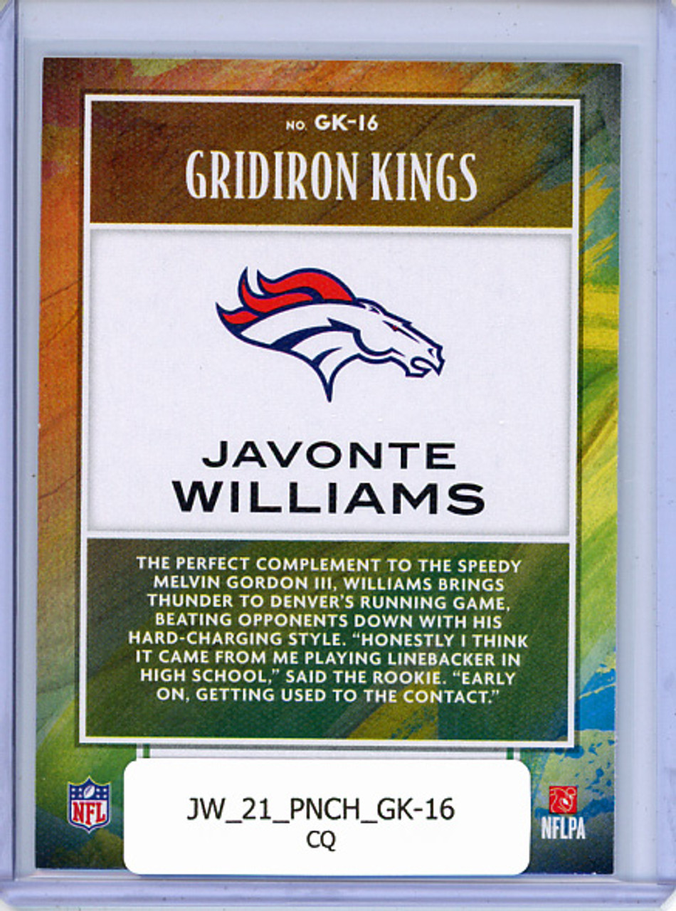Javonte Williams 2021 Chronicles, Gridiron Kings #GK-16 (CQ)
