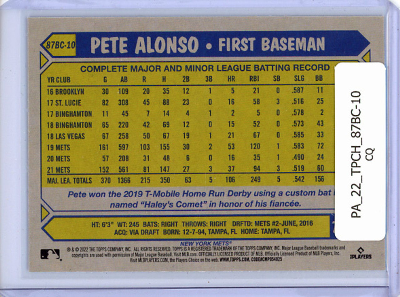 Pete Alonso 2022 Topps Chrome, 1987 Topps #87BC-10 (CQ)