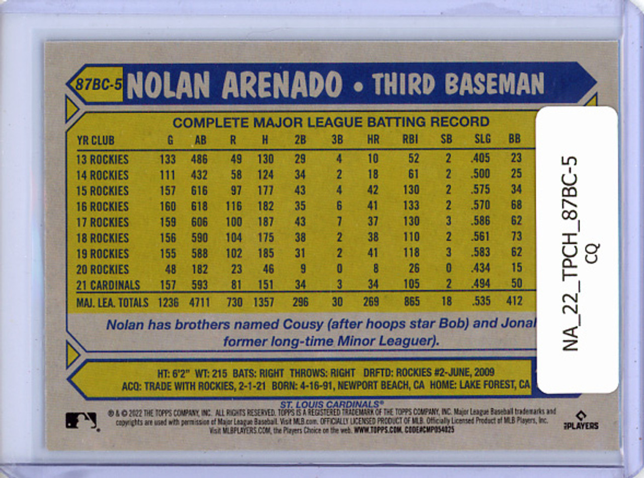 Nolan Arenado 2022 Topps Chrome, 1987 Topps #87BC-5 (CQ)
