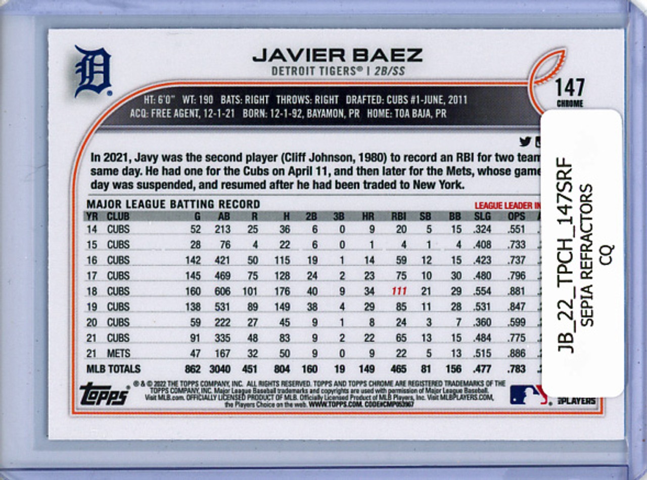 Javier Baez 2022 Topps Chrome #147 Sepia Refractors (CQ)