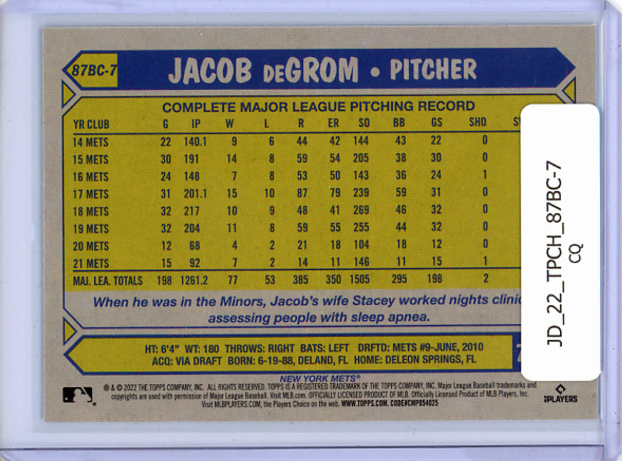 Jacob DeGrom 2022 Topps Chrome, 1987 Topps #87BC-7 (CQ)