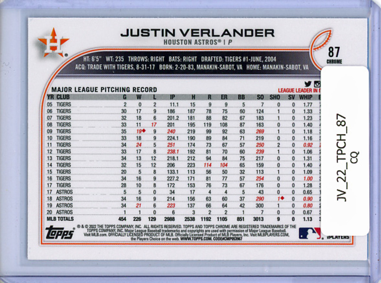 Justin Verlander 2022 Topps Chrome #87 (CQ)