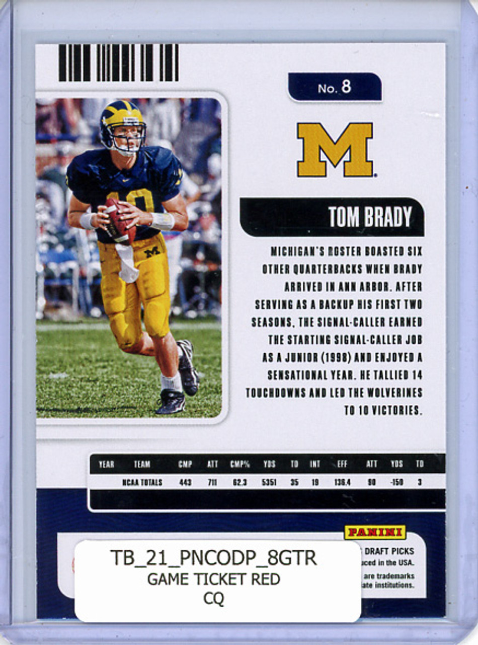 Tom Brady 2021 Contenders Draft Picks #8 Game Ticket Red (CQ)