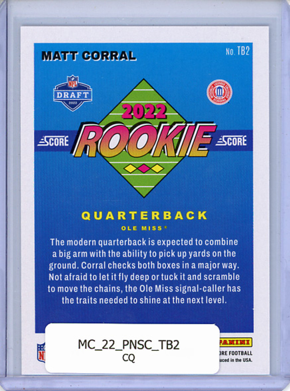 Matt Corral 2022 Score, 1992 Throwback Rookies #TB2 (CQ)