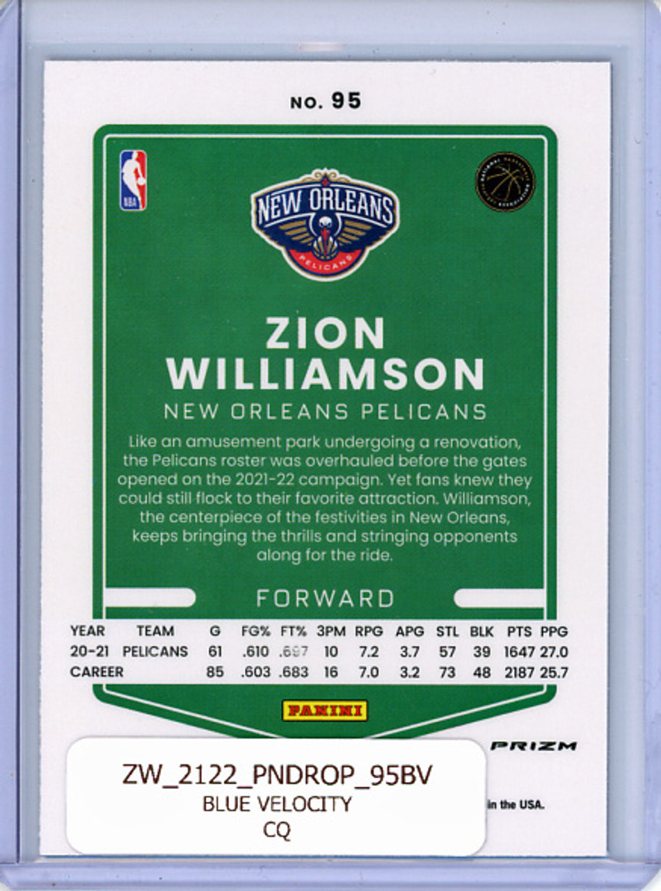 Zion Williamson 2021-22 Donruss Optic #95 Blue Velocity (CQ)