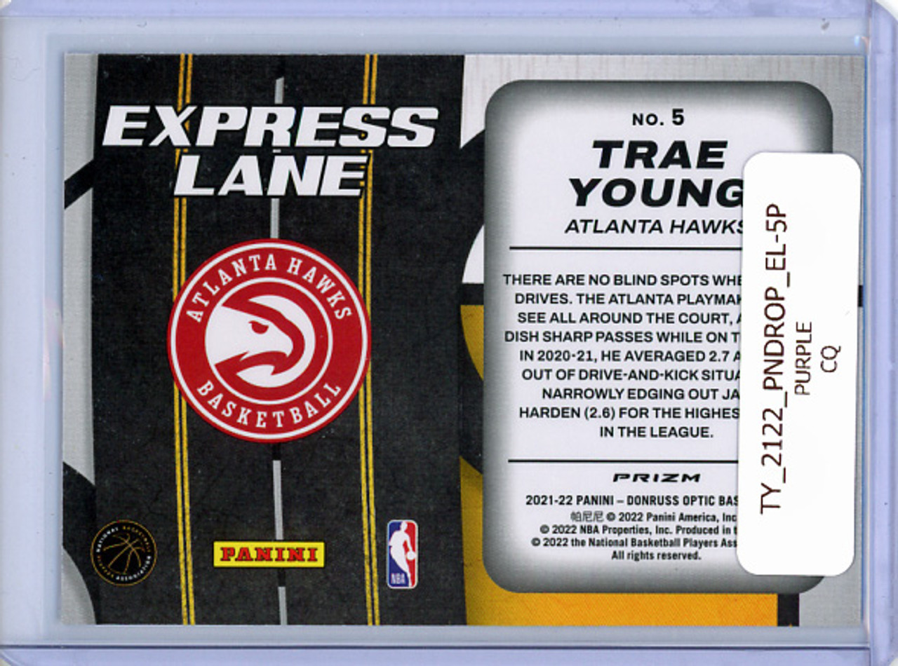 Trae Young 2021-22 Donruss Optic, Express Lane #5 Purple (CQ)