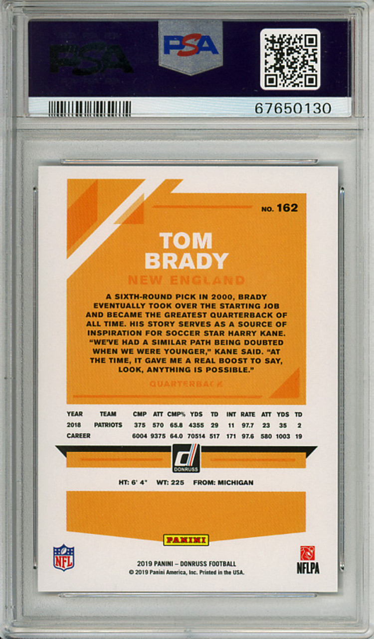 Tom Brady 2019 Donruss #162 Season Stat Line (#247/500) PSA 10 Gem Mint (#67650130) (CQ)