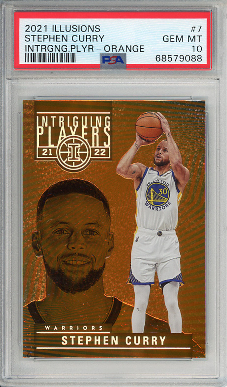 Stephen Curry 2021-22 Illusions, Intriguing Players #7 Orange PSA 10 Gem Mint (#68579088) (CQ)