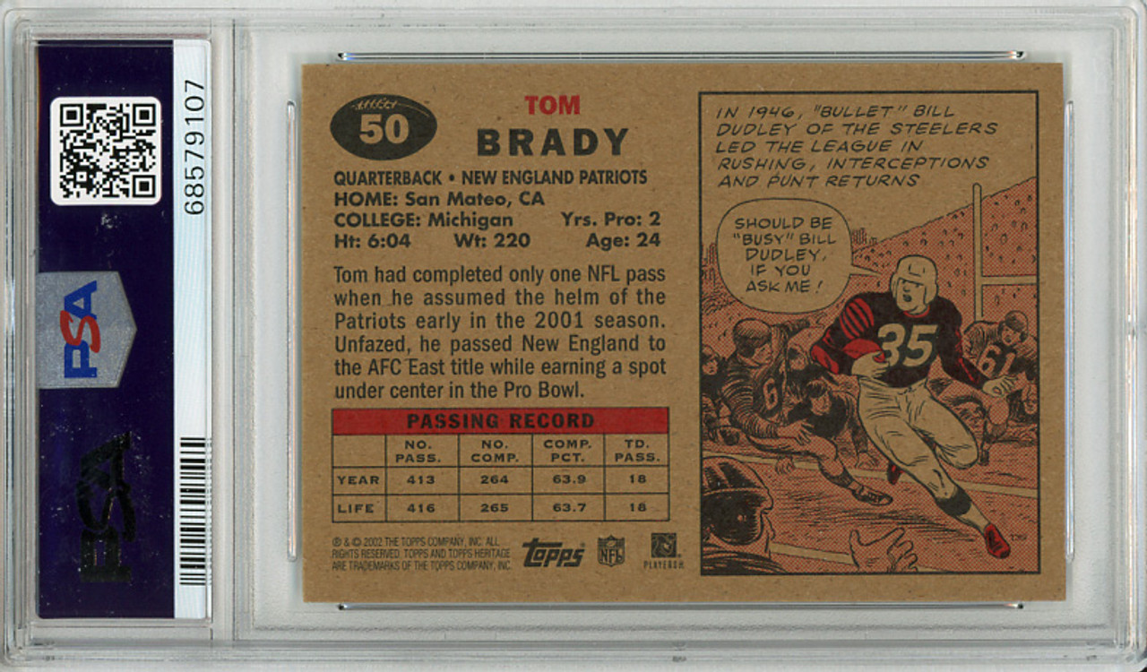Tom Brady 2002 Heritage #50 Black Backs PSA 9 Mint (#68579107) (CQ)