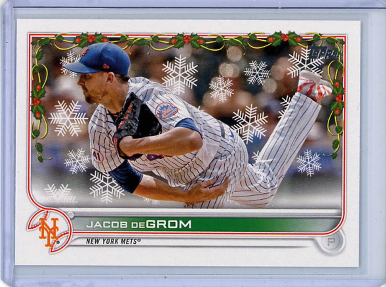 Jacob DeGrom 2022 Topps Holiday #HW131 Photo Variations - Candy Cane Cleats (CQ)