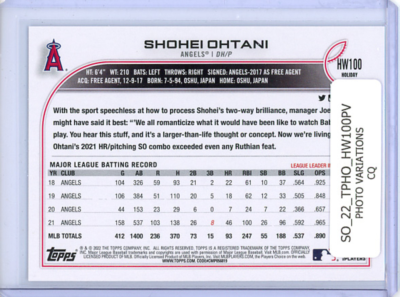 Shohei Ohtani 2022 Topps Holiday #HW100 Photo Variations - Candy Cane Sleeve (CQ)