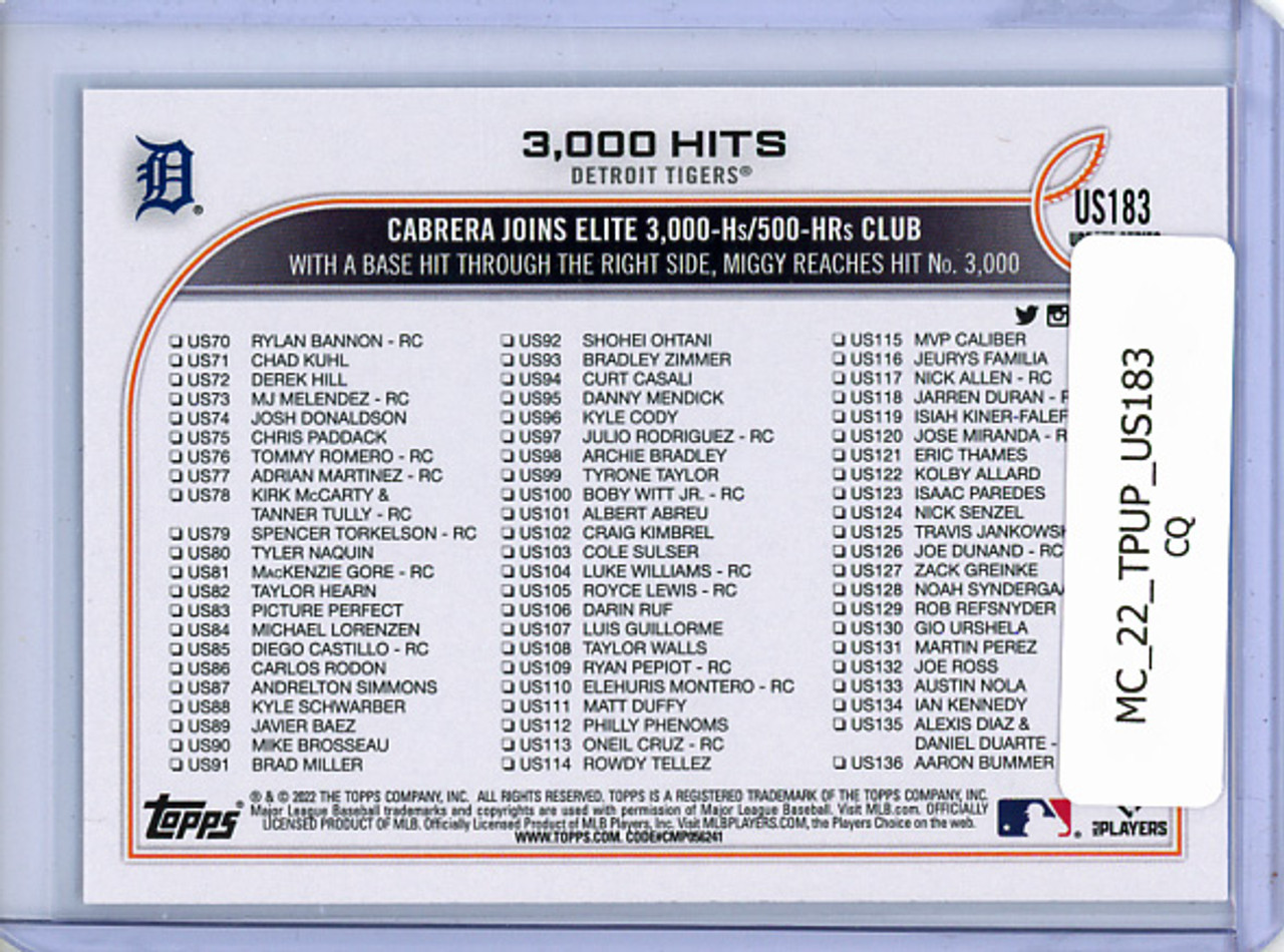 Miguel Cabrera 2022 Topps Update #US183 3,000 Hits (CQ)