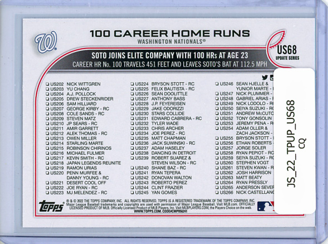 Juan Soto 2022 Topps Update #US68 100 Career Home Runs (CQ)