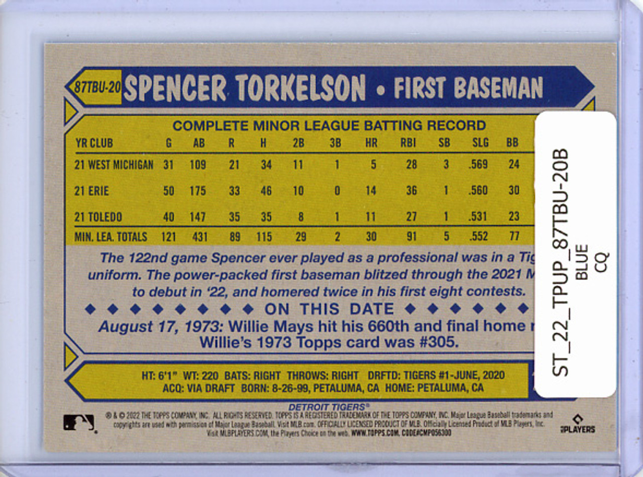 Spencer Torkelson 2022 Topps Update, 1987 Topps #87TBU-20 Blue (CQ)