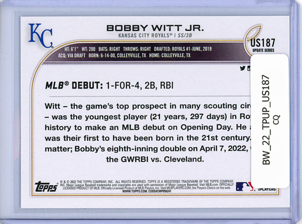 Bobby Witt Jr. 2022 Topps Update #US187 Rookie Debut (CQ)